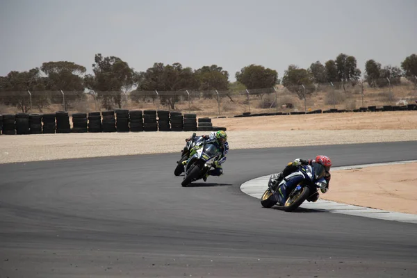 Competencia Motos Una Pista Carreras Día Entrenamiento — Foto de Stock