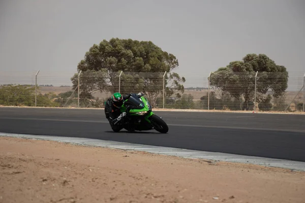 Compétition Moto Sur Une Piste Course Lors Une Journée Entraînement — Photo