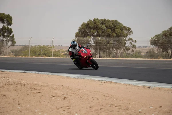 Compétition Moto Sur Une Piste Course Lors Une Journée Entraînement — Photo