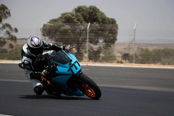 Competição Motos Uma Pista Corrida Dia Treinamento — Fotografia de Stock