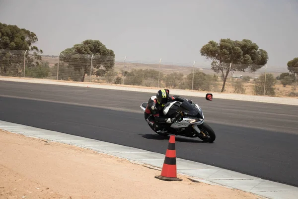 Compétition Moto Sur Une Piste Course Lors Une Journée Entraînement — Photo