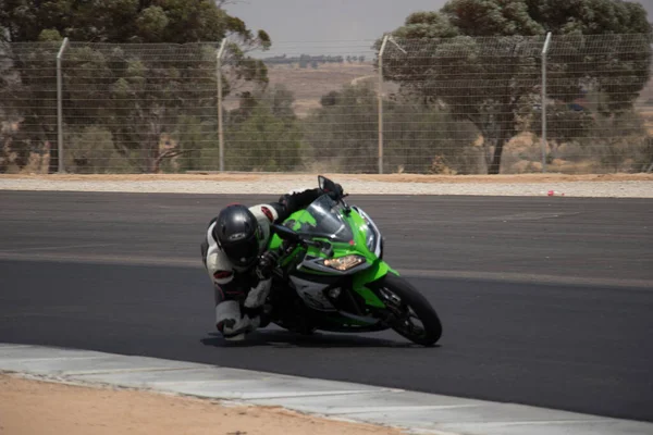 Competição Motos Uma Pista Corrida Dia Treinamento — Fotografia de Stock