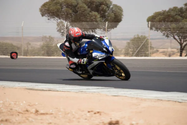 Compétition Moto Sur Une Piste Course Lors Une Journée Entraînement — Photo