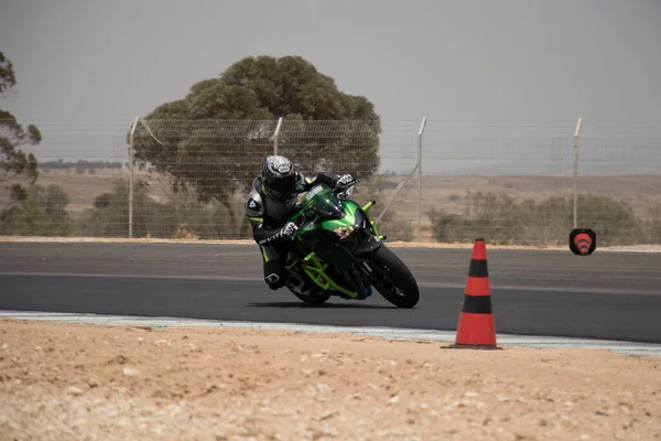 Competição Motos Uma Pista Corrida Dia Treinamento — Fotografia de Stock