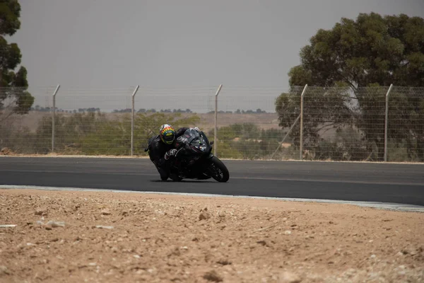 Compétition Moto Sur Une Piste Course Lors Une Journée Entraînement — Photo