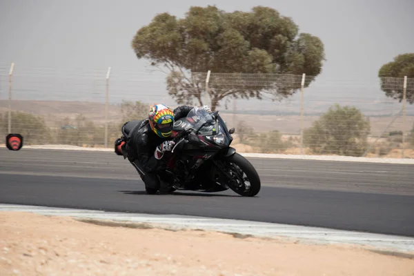 Compétition Moto Sur Une Piste Course Lors Une Journée Entraînement — Photo