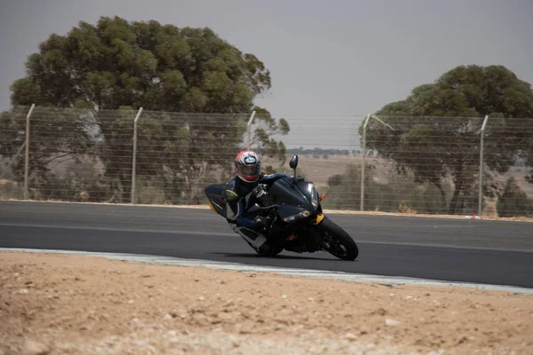 Competição Motos Uma Pista Corrida Dia Treinamento — Fotografia de Stock