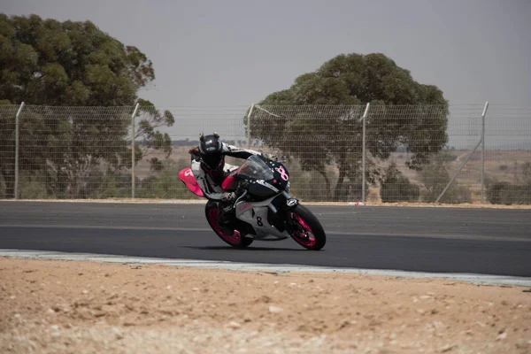 Compétition Moto Sur Une Piste Course Lors Une Journée Entraînement — Photo