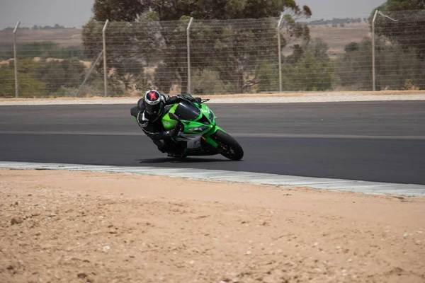 Competição Motos Uma Pista Corrida Dia Treinamento — Fotografia de Stock