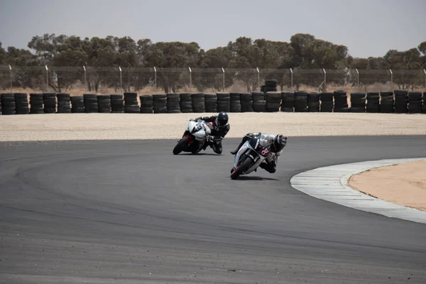 Compétition Moto Sur Une Piste Course Lors Une Journée Entraînement — Photo