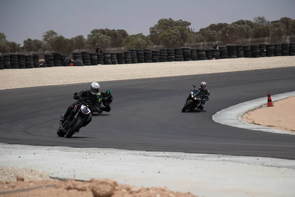 Compétition Moto Sur Une Piste Course Lors Une Journée Entraînement — Photo