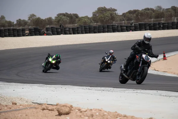 Compétition Moto Sur Une Piste Course Lors Une Journée Entraînement — Photo