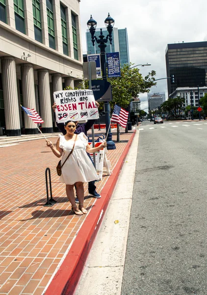 San Diego California Usa 2020 San Diego Residents Protesting Quarantine Stock Picture