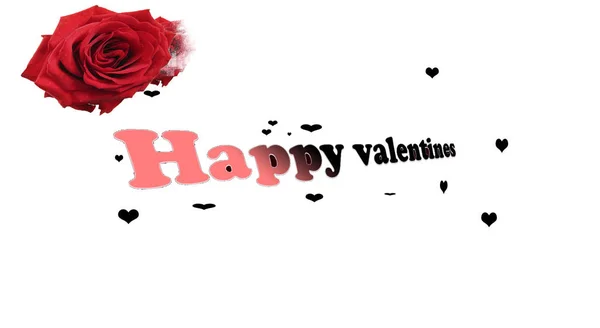 Fröhlicher Valentinstag auf hellem Hintergrund mit einer Gruppe kleiner roter Herzen, Illustration für Postkarten — Stockfoto