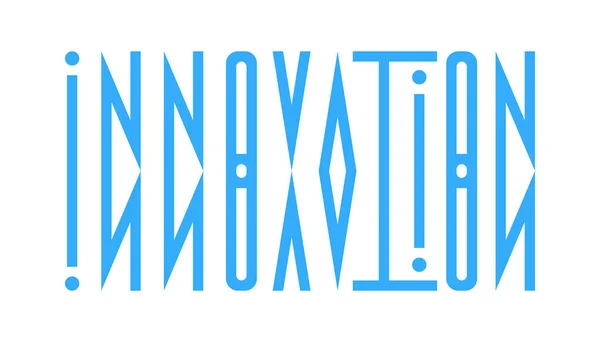 Logotipo abstracto de la palabra innovación en un directo y reflejado — Vector de stock