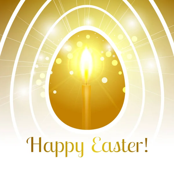 Festive Happy Easter greeting card with stylized Golden egg with — Stock Vector