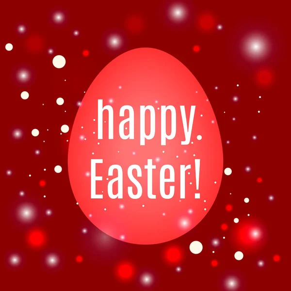 Krásné velikonoční vajíčko na červeném pozadí s záře a bokeh parti — Stockový vektor