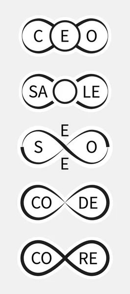 Kreative Symbole für ceo, sale, seo, code, core mit der Unendlichkeit — Stockvektor