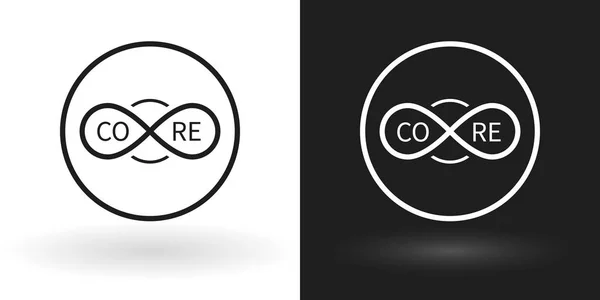 Creative core icon using the sign of infinity in white and black — Stock Vector