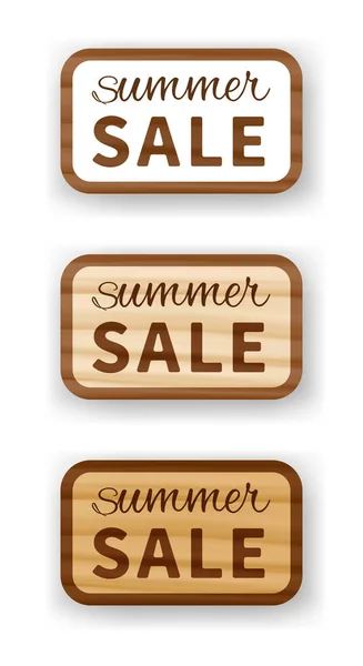 Summer sale wooden billboard — Stock Vector