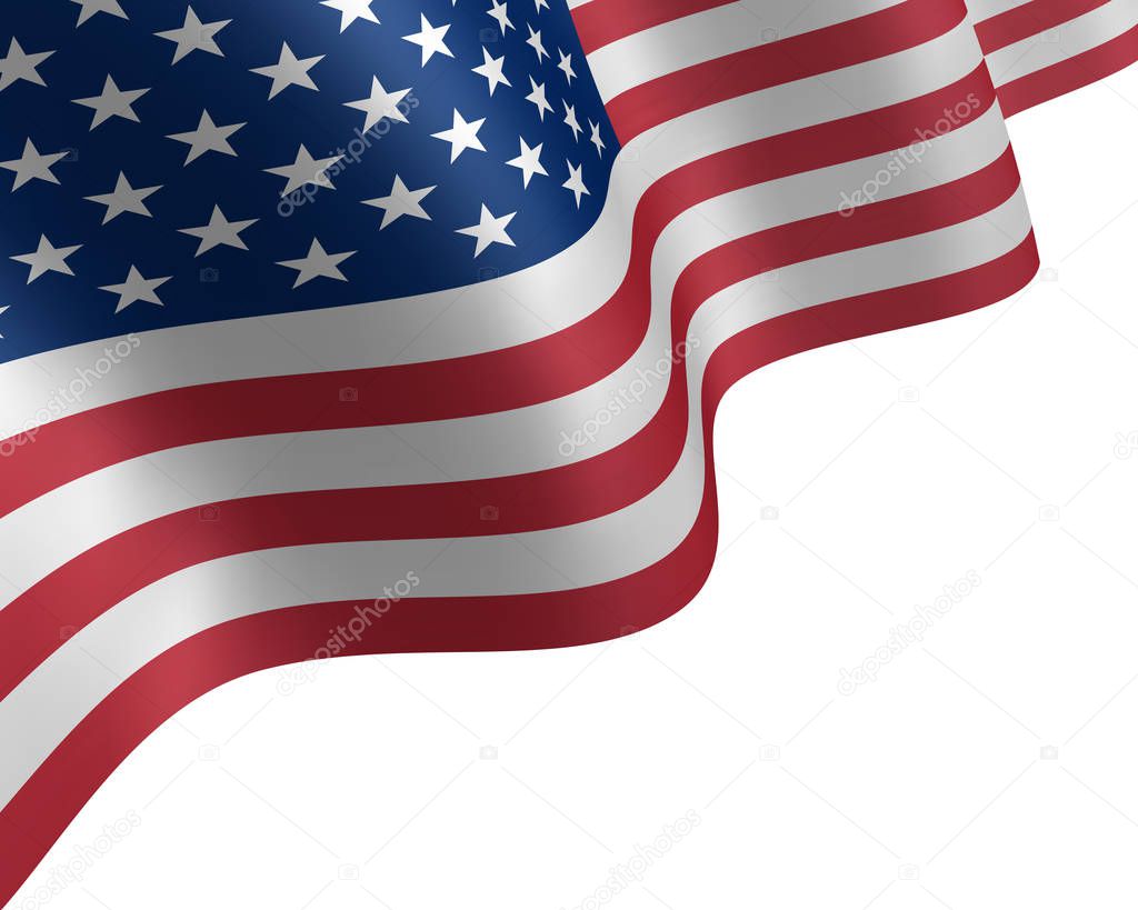 USA flag waving in the wind.  Background with waves of a flag
