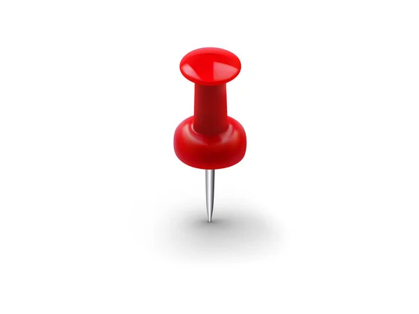 Realistic red push pin isolated on white background — Stock Vector