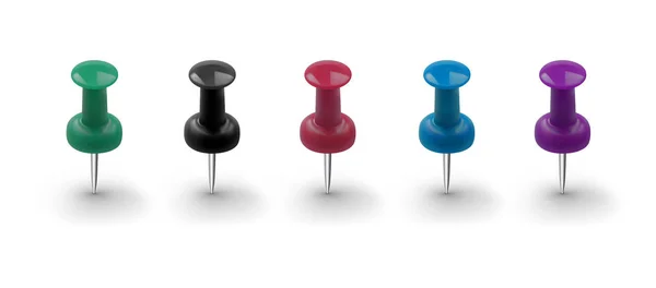 Wh に分離されたさまざまな色の現実的なプッシュ ボタンのセット — ストックベクタ