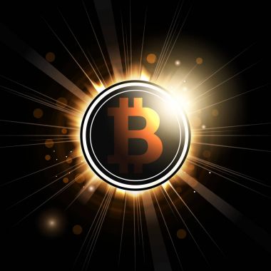 Bitcoin sembol parlıyor ışınları ile