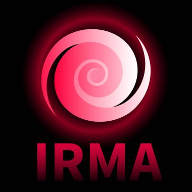 Grafik afiş kasırga Irma. Simge / kayıt / sembol Hu,