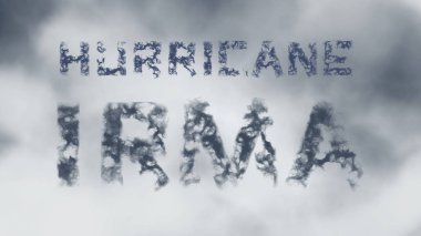 Kasırga Irma. Yazıt Gri bulut harflerin