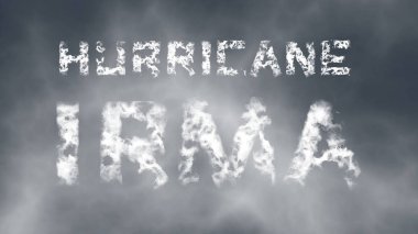 Kasırga Irma. Yazıt Gri bulut harflerin
