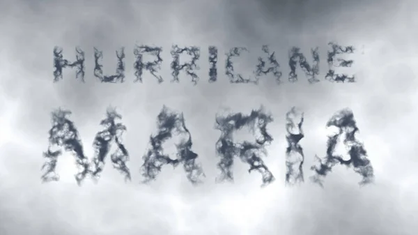 Orkaan Maria. Inscriptie van grijze wolk brieven — Stockfoto