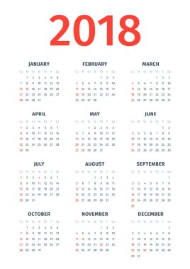 Takvim ile 2018 için bize tatil kaydetti