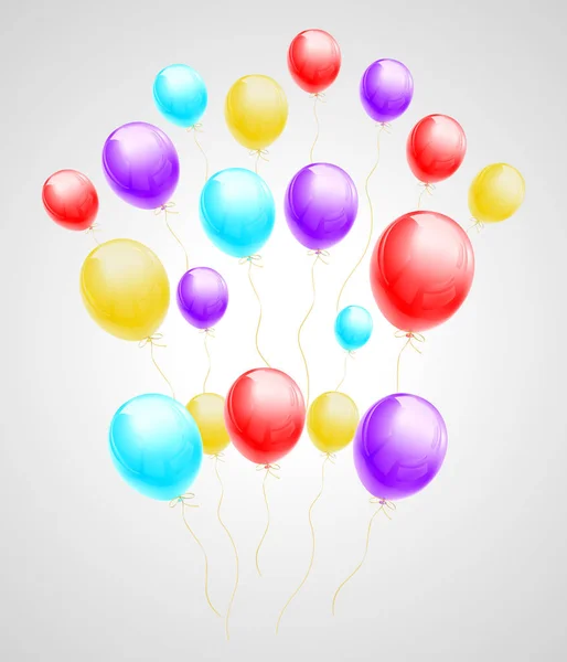 En bunt flygende flerfargede ballonger – stockvektor