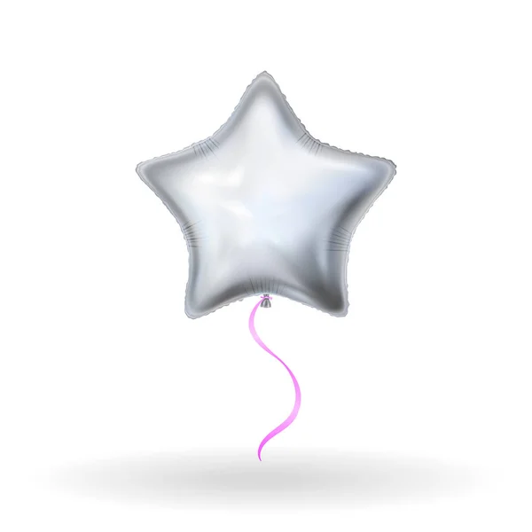 Ballon étoile d'argent isolé sur blanc — Image vectorielle