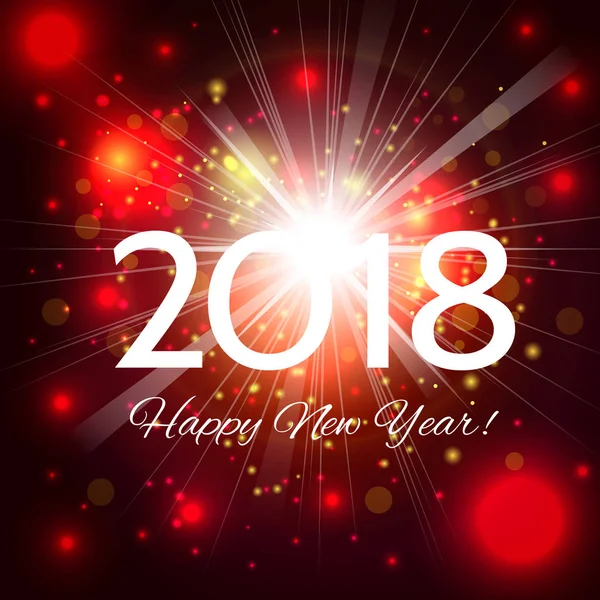 Красива Червона феєрверк з вітання Happy новий рік-2018! — стоковий вектор