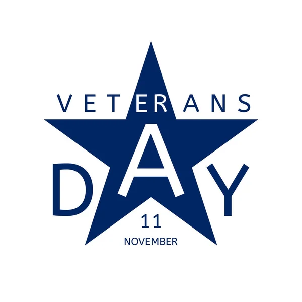 Emblema del Día de los Veteranos en forma de estrella azul — Vector de stock
