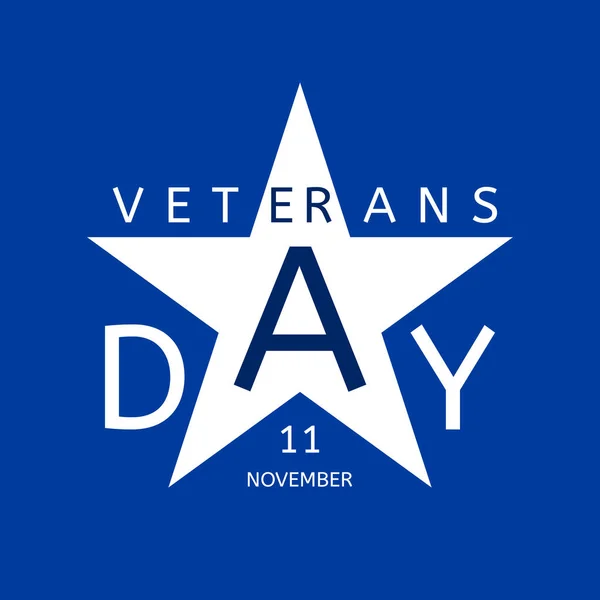 Emblema del Día de los Veteranos en forma de estrella azul — Vector de stock