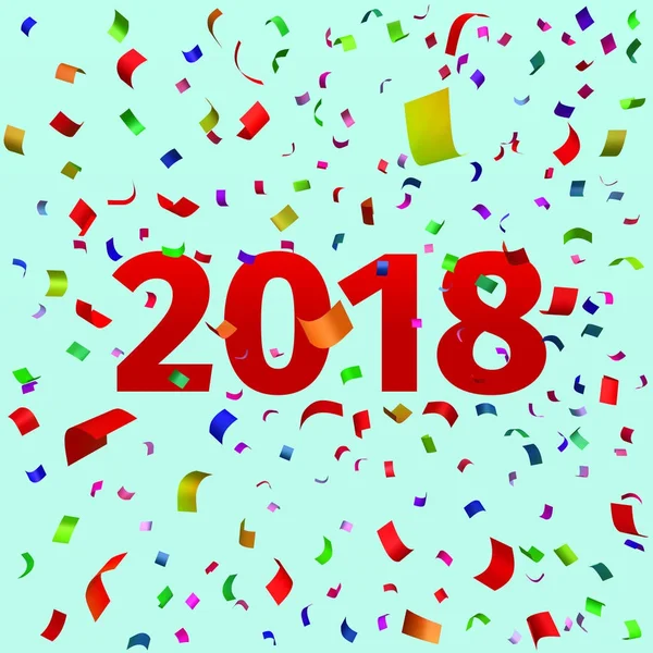 Mutlu yeni yıl 2018 arka plan konfeti ile — Stok Vektör