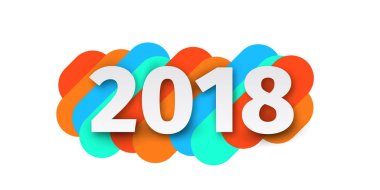 Modern arka plan üzerinde yaratıcı mutlu yeni yıl 2018 kart tasarımı 