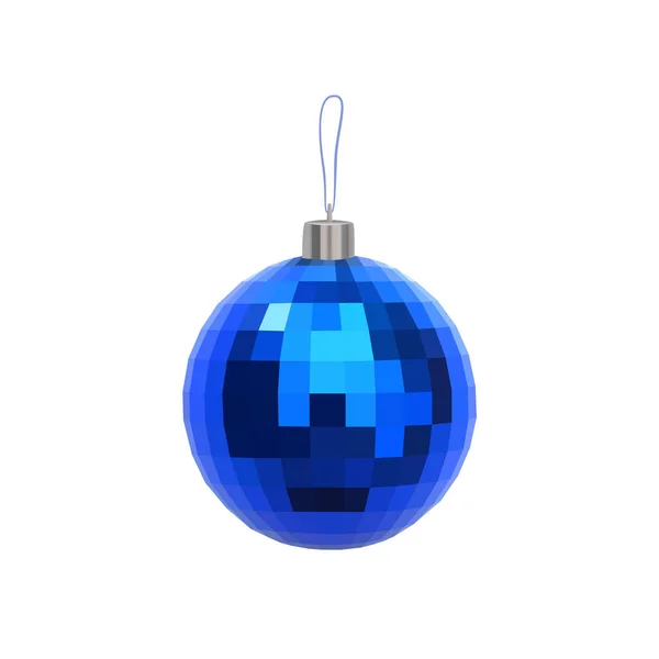 Kerst blauw faceted bal geïsoleerd op witte achtergrond — Stockvector