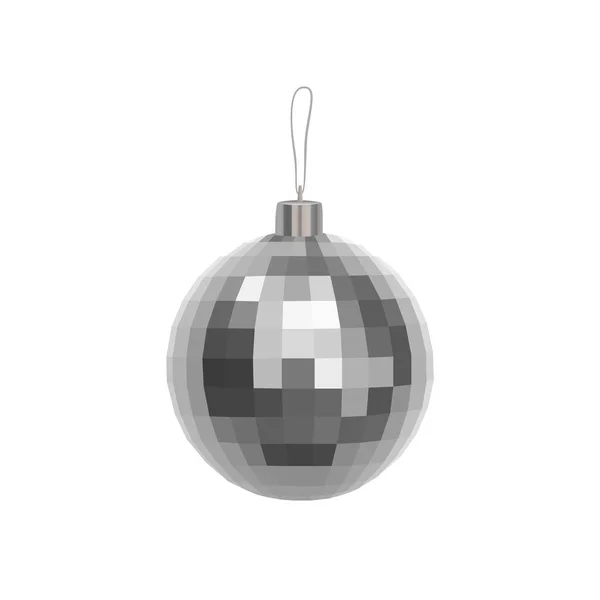 Bola facetada de plata de Navidad aislada sobre fondo blanco — Vector de stock