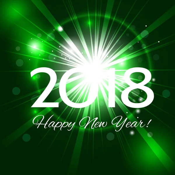 Красивый зеленый фейерверк с поздравлениями с Новым 2018 годом ! — стоковый вектор
