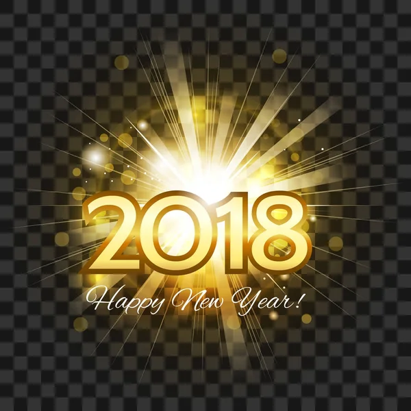 Beaux feux d'artifice dorés avec des mots Bonne année 2018 ! sur un — Image vectorielle