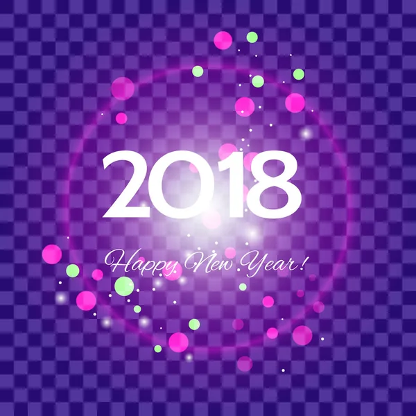 Прекрасный розовый фейерверк с поздравлениями С Новым 2018 годом — стоковый вектор