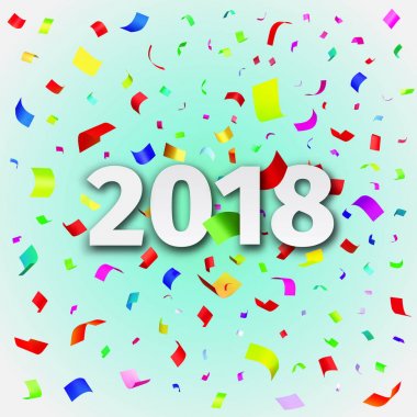 Mutlu yeni yıl 2018 arka plan konfeti ile