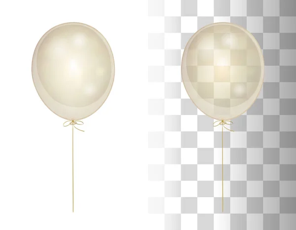 逼真的白色透明气球在空气中被隔绝 — 图库矢量图片