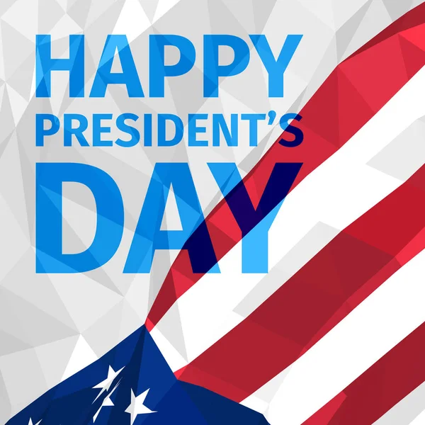 Feliz cartão de saudação do Dia do Presidente com bandeira poligonal dos EUA — Vetor de Stock