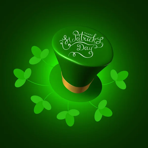 St. Patrick 's Day Vector illustration, holiday 3d hat with  feast lettering text — Stock Vector