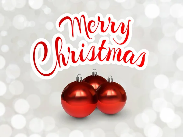 メリークリスマスグリーティングカードとともに赤いボール — ストックベクタ